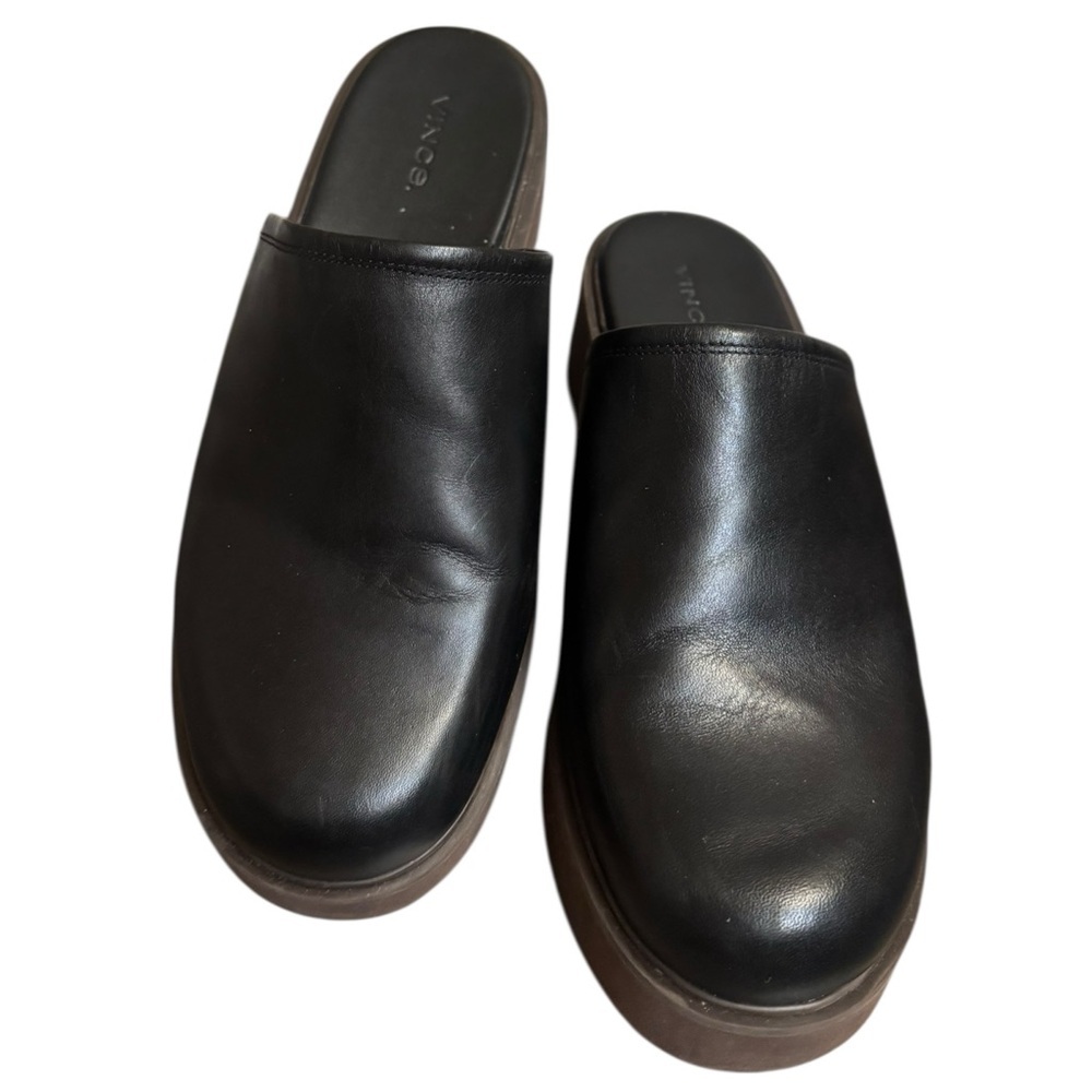 VINCE ANTON Black Leather Platform Mules Women’s SZ 8.5 - Picture 7 of 17